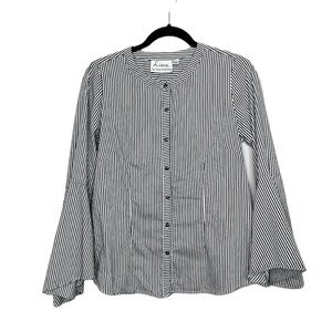 Linea by Louis Dell'Olio Poetcore Bell Sleeve Button Front Vertical Striped top